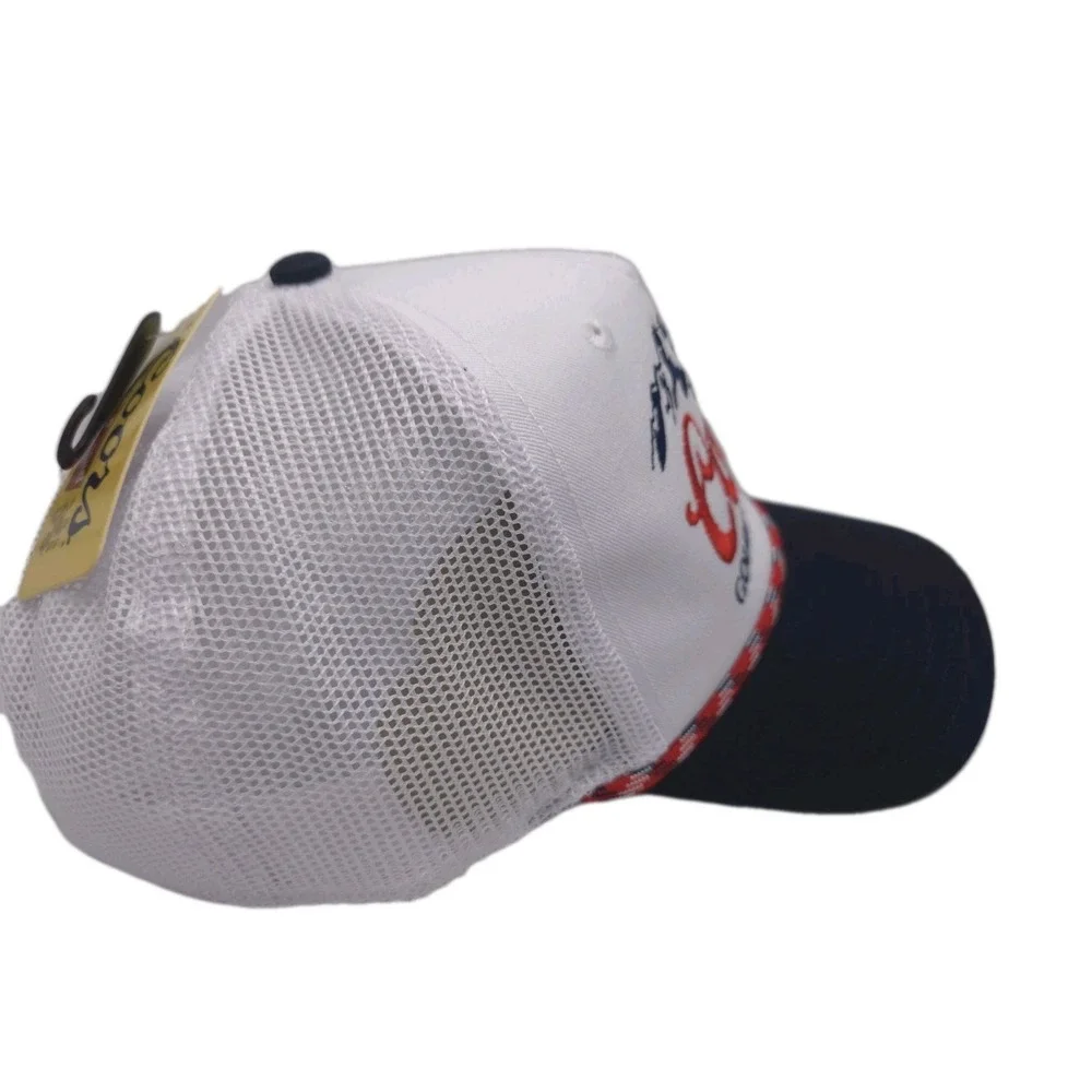 Coors Mad Engine Hat Trucker Snapback White Blue Mesh USA Patriotic Rope Cap‎
